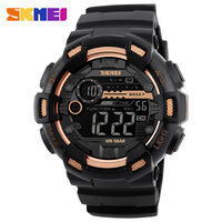 Skmei 1243 double heure mode lumière LED homme alarme hommes calendrier numérique montres bracelet en PU 50M étanche natation sport horloge