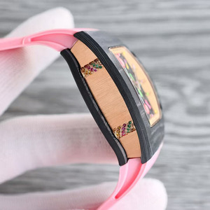 Montre de luxe pour femme, style classique et élégant, modèle Goddess 0701, cadran ajouré en fibre de carbone, avec diamants colorés - Product Image 2