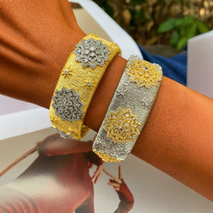 Juego de Joyería Brasileña Africana de Lujo al por Mayor, en Oro y Plata, con Diseño de Estrella y Filigrana, Pulsera y Anillo con Circonitas, Brazaletes Grandes - Product Image 1
