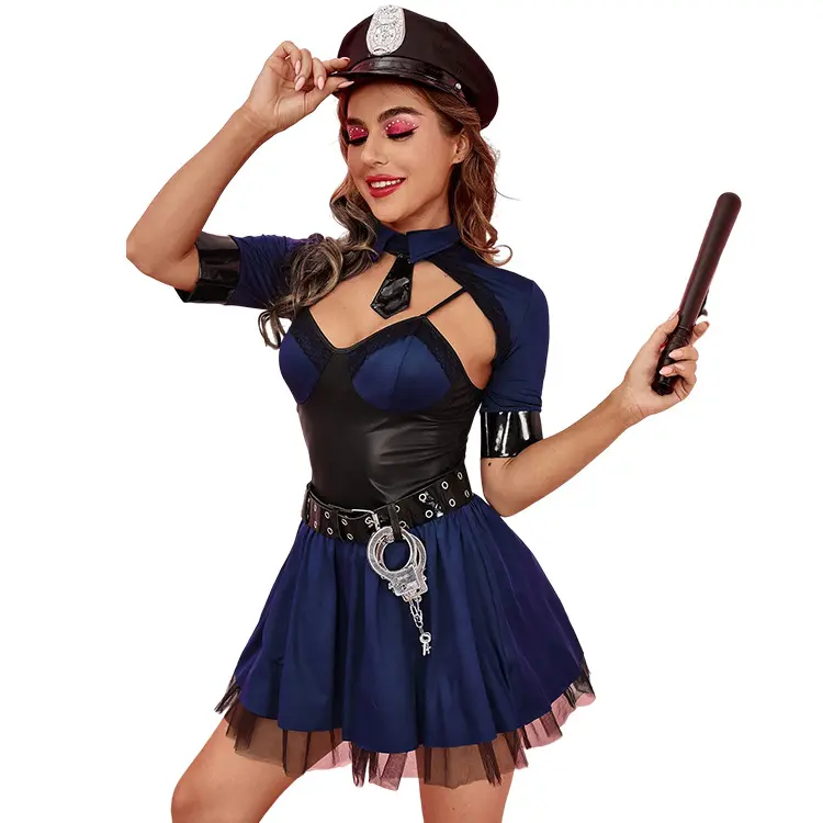 Traje uniforme feminino sexy policial, preço baixo, fantasia