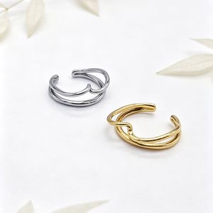 yunnique Minimalist Geometric <b>Open</b> <b>Ring</b> Gold Silver Plated Titanium Steel Unisex Index Finger Fashion Jewelry Daily Wear - Product Image 3