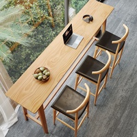 Ensemble de table et chaises de bar en bois massif personnalisable, design moderne pour balcon et utilisation murale, forme longue et étroite