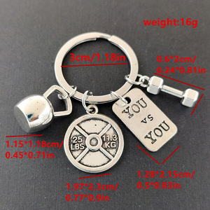 Portachiavi in lega di zinco con lettere inglesi a forma di manubrio e bilanciere per fitness, come regalo per mio padre - Product Image 2