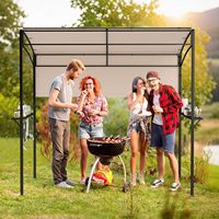 Auvent de barbecue extérieur avec 2 étagères métalliques, 5 crochets, 4 ouvre-bouteilles, auvent de barbecue pour patio, terrasse, jardin, pelouse