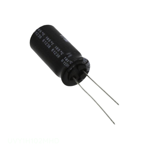 Condensador de Aluminio de 1000 uF, Canal del Fabricante, Tipo Through Hole, 1000UF, 20%, 50V, RADIAL, UVY1H102MHD - Product Image 1