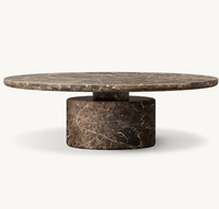 Table basse de luxe personnalisée en travertin naturel à prix d'usine avec base, mobilier de maison design, table centrale en pierre naturelle