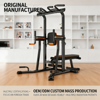 Tour de musculation multi-stations en acier pour intérieur avec barres parallèles pour la remise en forme à domicile des adultes