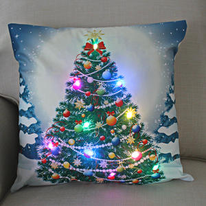 Sarung bantal Natal mewah dekorasi rumah dengan lampu LED 18x18 inci sarung bantal lampu Natal dekorasi rumah ruang tamu kamar tidur - Product Image 5