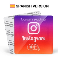 Autocollant NFC en acrylique prêt à être expédié, panneau NFC en PVC pour Instagram espagnol, puce NFC215, appuyez pour suivre, affichage des médias sociaux