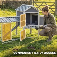 Grand poulailler mobile en bois avec roues, enclos extérieur pour volailles, double enclos, nichoirs et rampe pour poules