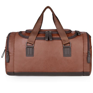 Bolsa de viaje de cuero <span class=keywords><strong>PU</strong></span> personalizada de gran capacidad, bolsa de lona de cuero <span class=keywords><strong>PU</strong></span>, bolsa de viaje informal, bolsa de lona grande para hombres - Product Image 1