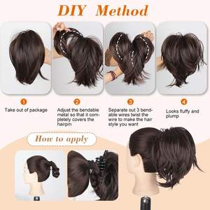 Offre Spéciale postiches pince à griffes fils métalliques pliables extension de queue de cheval courte <span class=keywords><strong>chignon</strong></span> désordonné morceau de <span class=keywords><strong>cheveux</strong></span> <span class=keywords><strong>pour</strong></span> les femmes - Product Image 6