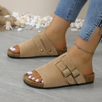 Sandales à plateforme surdimensionnées pour femmes, effet liège, avec boucle décorative et découpes, idéales pour la plage