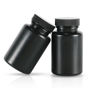 Flacon à pilules HDPE noir de qualité supérieure 120-200ml Rond Mat 40/47mm Bouchon résistant aux enfants digne de confiance par les principales marques pharmaceutiques - Product Image 1