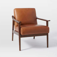 Chaises de loisirs en tissu PU au design moderne Mobilier de restaurant en bois massif Mobilier de salon Chaise longue Chaise en bois Fauteuil
