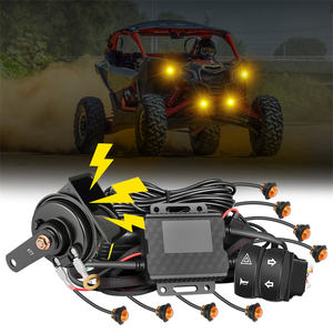 Kit di 8 Luci Laterali LED Ambra per UTV con Interruttore e Clacson per Quad <span class=keywords><strong>Honda</strong></span> e Kawasaki Krx 1000 - Product Image 1