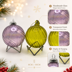 2026 Factory Wholesale Luxury Custom Ribbed Colored Glass UV Printed <strong>Christmas</strong> Ornaments Transparent <strong>Hanging</strong> Baubles Xmas <strong>Tree</strong> - Product Image 3