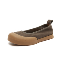Mocassins plats vintage à bout rond pour femme en cuir véritable, semelle épaisse, à enfiler, confortables pour l'été, directement de l'usine