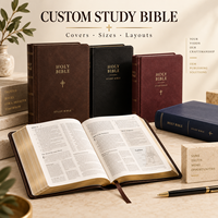 Bible d'étude personnalisée, impression de référence, couverture rigide en cuir PU, papier fin, fabricant OEM, notes et commentaires, vente en gros