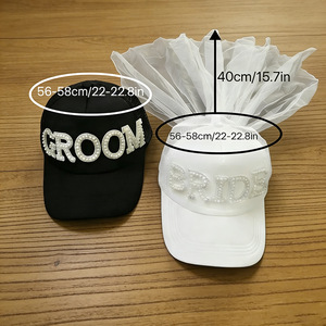 Conjunto de gorra de béisbol para novia y novio, velo de boda de 56-58 cm, accesorio de vestir de color sólido - Product Image 4