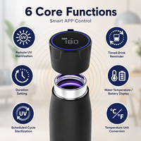 Gourde d'eau intelligente 16 oz en acier inoxydable 316 à isolation sous vide avec affichage LED via application et rappel d'hydratation pour les voyages