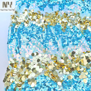 Vải Sequin Sáng Tạo Cho Trẻ Em Màu Ngọc Lam Lớn + Vàng 18Mm Vải Dệt Kim Cho Trang Phục Kimono - Product Image 1