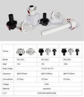 Haute qualité 7w 75mm Dimmable Led lumière Spot plafond mur rondelle lumières anti-éblouissement Downlights Led Cct salle de bain 220v décorer