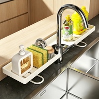 Support de rangement pour robinet d'évier de cuisine en métal, double, sans perçage, moderne, minimaliste, pliable, sur pied, multi-usage, amovible