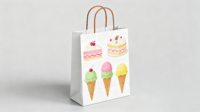 Sac en papier cartonné blanc recyclable, laminé, résistant, avec poignée ronde et plate pour librairie, fleuriste