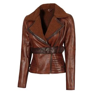 Veste de pilote <span class=keywords><strong>en</strong></span> similicuir <span class=keywords><strong>pour</strong></span> femmes, style <span class=keywords><strong>aviateur</strong></span>, manteau végétalien chaud <span class=keywords><strong>pour</strong></span> l'hiver - Product Image 2