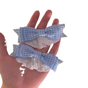 Fabric <b>bow</b> hair <b>clip</b>, spring/summer style, plaid lace hair accessory, women's hair <b>clip</b>, cute student hairpin headwear. - Product Image 5