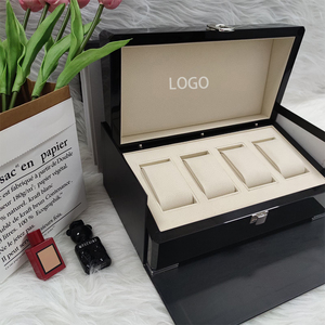 Boîte à montres en bois personnalisée avec logo, directement de l'usine, 4 emplacements, boîte de rangement de luxe pour montres, boîte cadeau pour 4 montres - Product Image 3