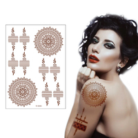 Autocollants de tatouage temporaire au henné, motifs floraux paisley complexes, imperméables, longue durée, écologiques, pour le visage, le corps, le jour du mariage