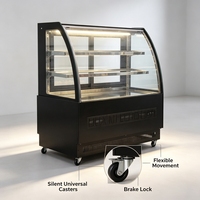 Vitrine réfrigérée commerciale pour desserts de buffet d'hôtel, vitrine à gâteaux en verre incurvé
