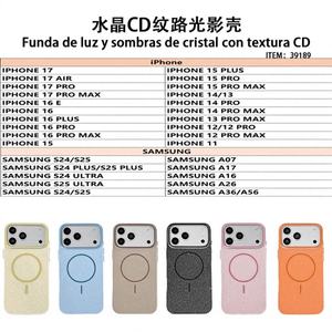 Coque de téléphone portable premium texturée effet cristal lumière et ombre avec anneau magnétique de charge sans fil en TPU+PC gaufré 16E - Product Image 1