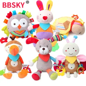 Giocattolo educativo per bambini peluche all'ingrosso in peluche culla mobile coniglio massaggiagengive elefante animale letto appeso BB peluche