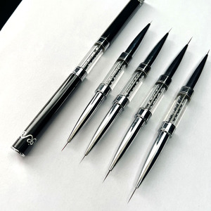 Stylo double embout pour nail art, support noir pour stylo, logo personnalisé, professionnel, pour salon de manucure, pinceau de peinture pour lignes d'ongles - Product Image 1