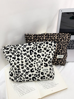 Tas Belanja Super Populer Motif Leopard Tas Makeup Lipstik Cetak Leopard Kapasitas Besar Tas Jinjing Portabel