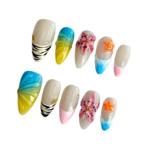 Lujo 3D flor <span class=keywords><strong>Rosa</strong></span> Stiletto prensa <span class=keywords><strong>uñas</strong></span> hecho a mano suave Gel personalizado diamantes de imitación al por mayor falsas almendras <span class=keywords><strong>uñas</strong></span> ovaladas para los dedos - Product Image 5