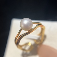 Bague en argent avec perle naturelle d'eau douce de 6-7 mm, ronde, non parfaite, de qualité supérieure, bicolore argent et or, pour femme, vente en gros