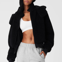 Veste Bomber en Sherpa avec Col Montant, Personnalisable par OEM, Veste en Polaire Chaude d'Hiver pour Hommes, Logo Brodé à la Mode