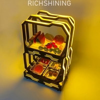 Plateau de service LED en métal avec logo personnalisé Richshining, 3 étages, plateau lumineux pour fruits et en-cas, plateau à dessert pour mariage, bar ou club