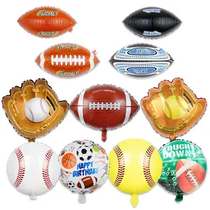 Spor temalı parti malzemeleri futbol futbol basketbol beyzbol topları Rugby Mylar balonlar spor etkinlikleri için
