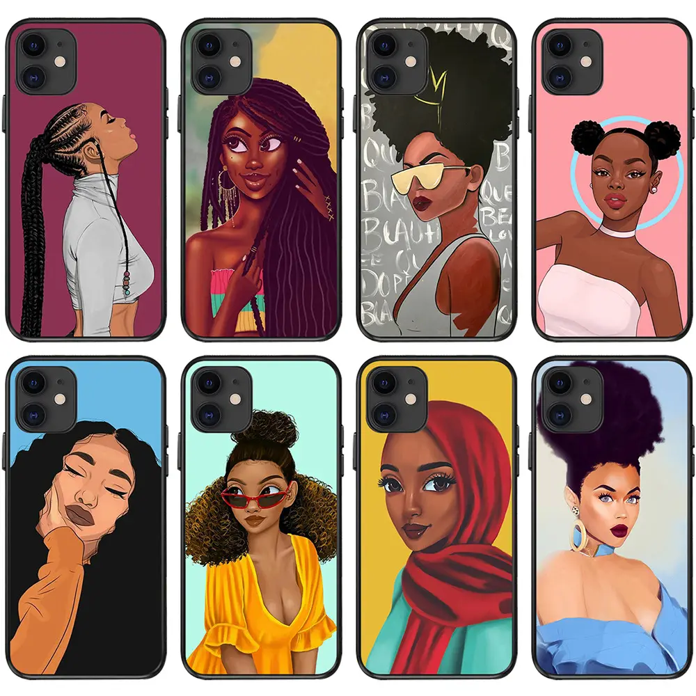 Dropship Poppin Melanin Black GIrl Aba Fashion Soft Bumper Phone Case For iPhone 7 8Plus 12 11 13 14 Pro Max XR XS