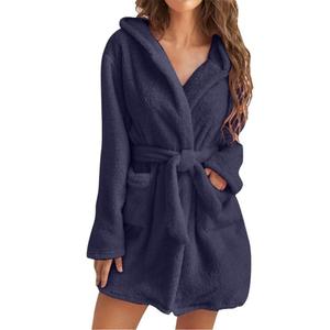 <span class=keywords><strong>Pigiama</strong></span> in <span class=keywords><strong>Peluche</strong></span> per Donne, Accappatoio con Cappuccio in Tinta Unita per Uso Domestico Invernale - Product Image 1