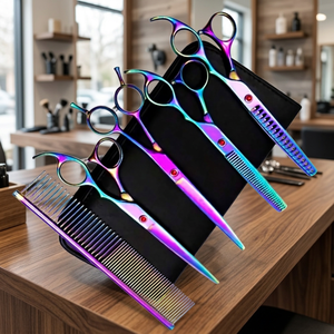 Tijeras de Peluquería Profesionales Ecológicas para Diestros, de Mango Largo, con Tres Anillos y Filo de Cuchilla, para Cortar el Pelo de Mascotas, Tamaño 32 - Product Image 4