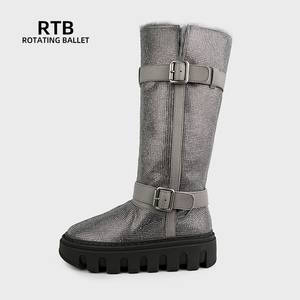 Mùa đông chống trượt cao su đế vải hoa văn kim cương nóng tuyết dài khởi động của phụ nữ dày ấm áp và không thấm nước cao khởi động - Product Image 2