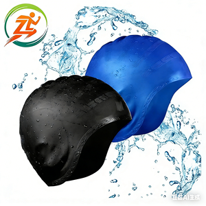 <span class=keywords><strong>Bonnet</strong></span> <span class=keywords><strong>de</strong></span> <span class=keywords><strong>bain</strong></span> <span class=keywords><strong>gaufré</strong></span> couleur unie pour hommes et femmes, cheveux longs, imperméable, non-compressif, anti-infiltration d'eau dans les oreilles - Product Image 2