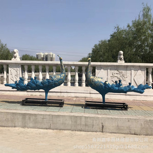 Sculpture de paon en fibre de verre, ornement de jardin extérieur, forme d'oiseau peinte, décoration paysagère autoportante - Product Image 3