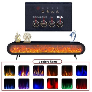 Support TV suspendu cylindrique noir sur mesure avec 168 lumières, <span class=keywords><strong>cheminée</strong></span> à LED et technologie d'atomisation 3D - Product Image 3